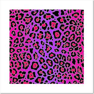 Neon colors leopard pattern Posters and Art